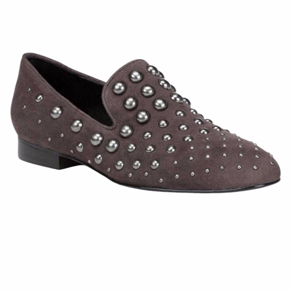 Donald J. Pliner Gray Suede Studded Loafers